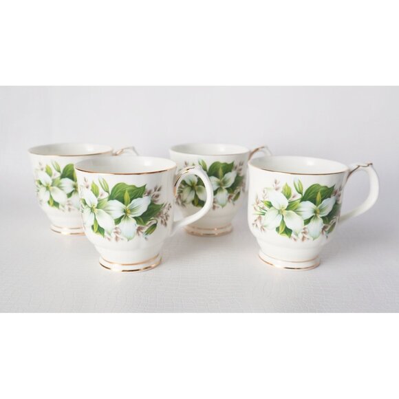 4 Vintage Royal Albert Mug Coffee Cup Hot Chocolate Trillium - Picture 1 of 7